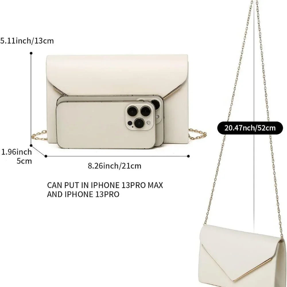 Vegan Leather Clutch Bag Womens Evening Party Wedding Crossbody Purse